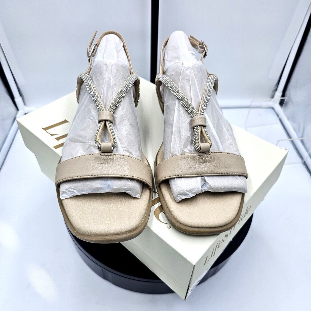 LifeStride Radiant Slingback Sandals 10W Tender Taupe Rhinestone NIB - Picture 6 of 7